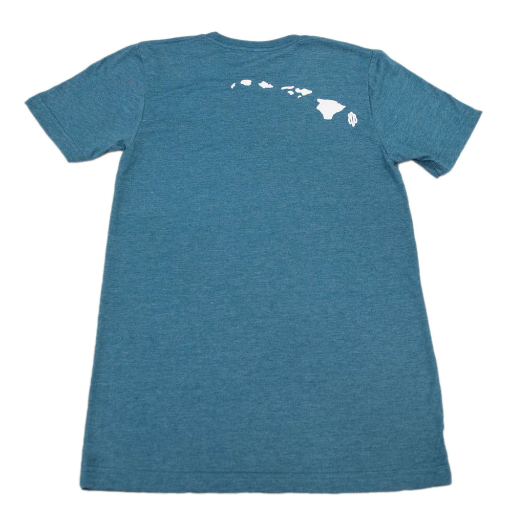 Pop-Up Mākeke - 808 Clothing - Honu Tribal Band Men's Short Sleeve T-Shirt - Heather Ocean - Front View