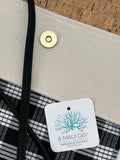 Pop-Up Mākeke - A Maui Day Original Handbags - Handprinted Fold-Over Handbag - Black Kapa on Canvas - Inside