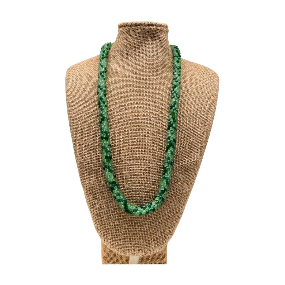 Pop-Up Mākeke - Akalei Designs - Blended Sea Foam Green Garden Nature's Dragon Scales Necklace - 30in - Front View