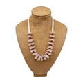 Pop-Up Mākeke - Akalei Designs - Frosted White & Lavender Beaded Hawaiian Haku Rose Petal Lei  - 23in - Front View