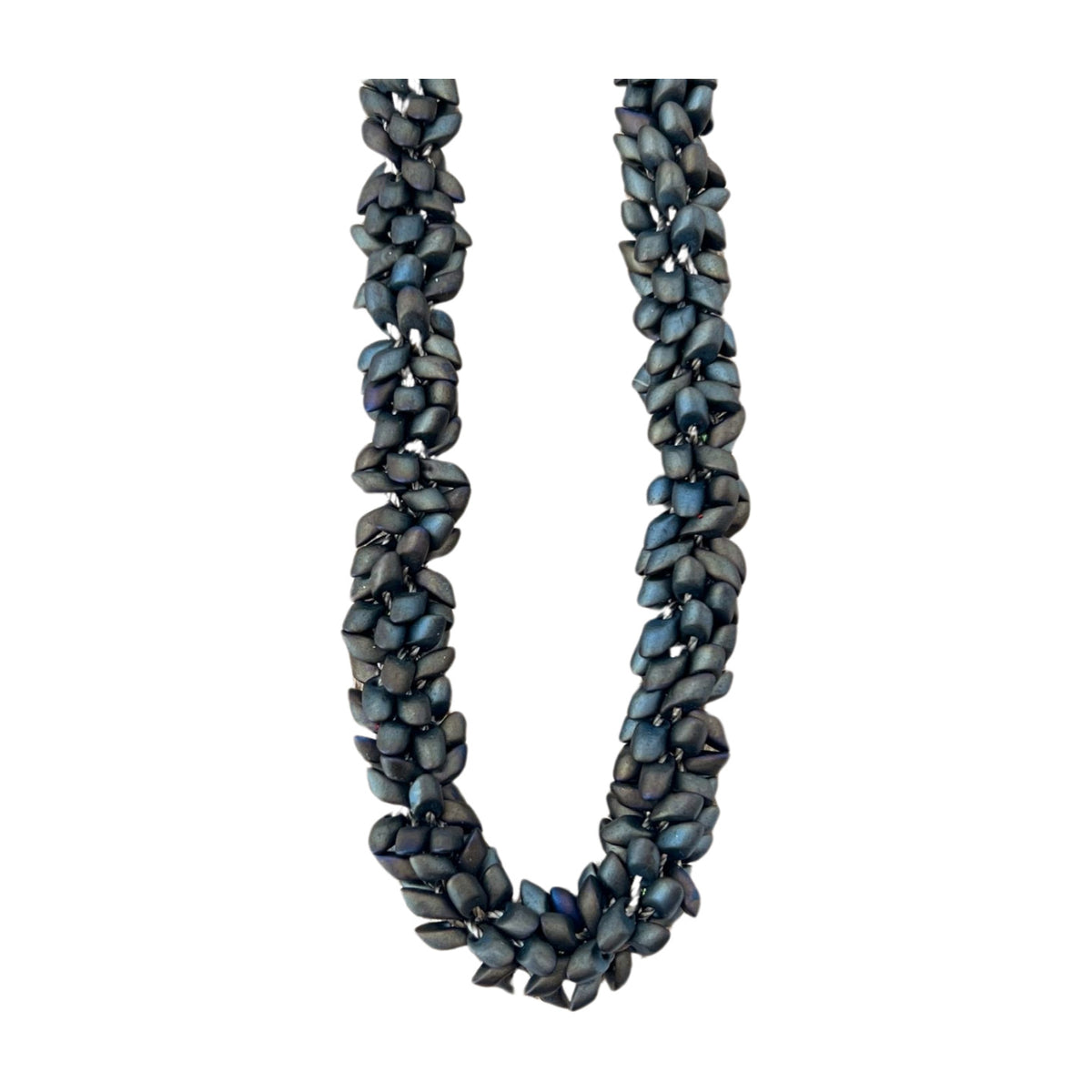 Pop-Up Mākeke - Akalei Designs - Matte Olive Green Dragon Scales Lei Necklace - Front View