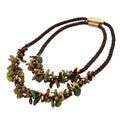 Pop-Up Mākeke - Akalei Designs - Mother Daughter Two Necklace Set - Green & Brown Picasso Necklaces - Front View