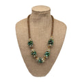 Pop-Up Mākeke - Akalei Designs - Sage Green Picasso Lentil Beaded Hawaiian Haku Lei Mini (5 Clusters)  - 25in - Front View