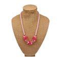 Pop-Up Mākeke - Akalei Designs - Transparent Pink Hawaiian Haku Mini (3 Cluster) Lei with Pink Unicorn Beads - 23in - Front View