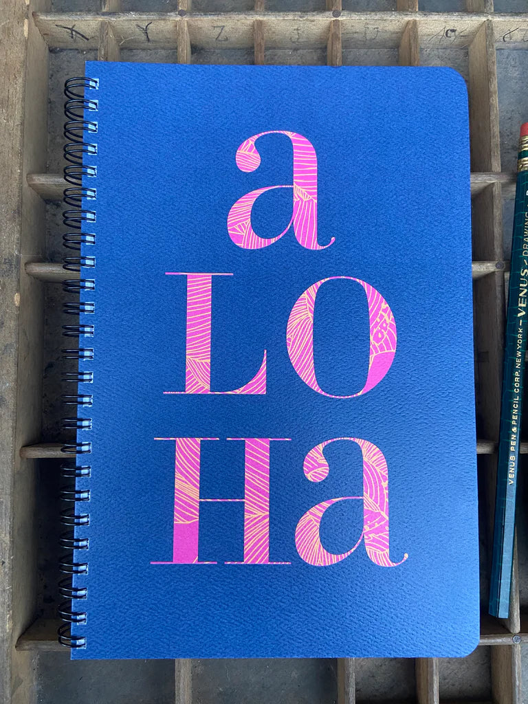 Stacked Aloha Large Spiral Bound Notebook
