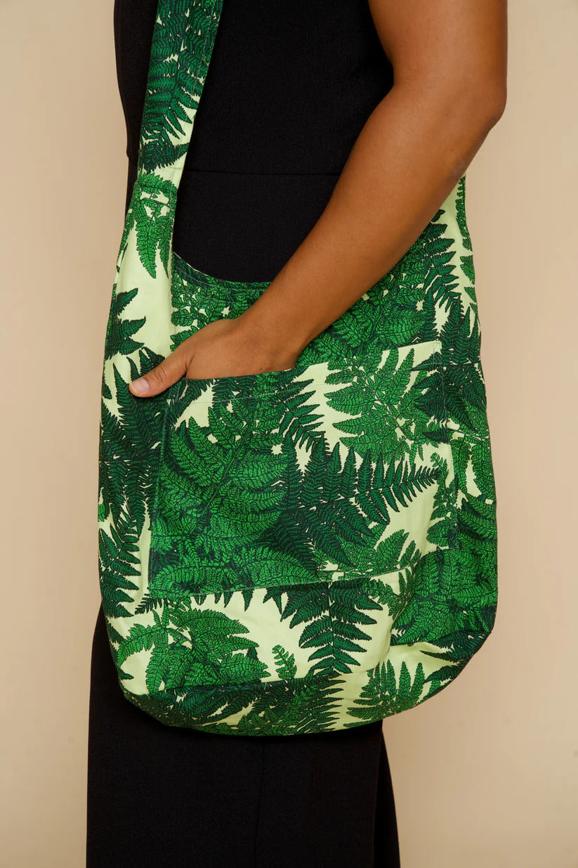Pop-Up Mākeke - David Shepard Hawaii - Palapalai Fern Green Tote Bag - Close Up