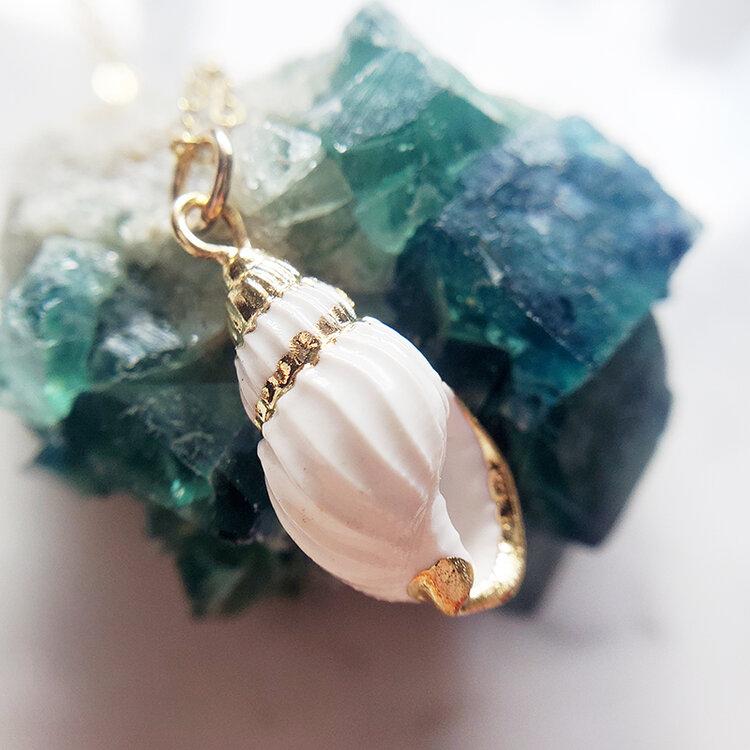 Pop-Up Mākeke - Flotsam & Co. - 24kt Gold Dipped Spiral Shell Necklace