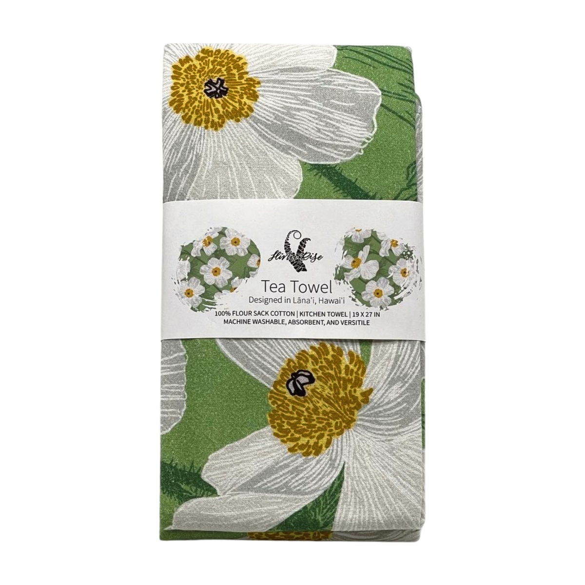 Pop-Up Mākeke - Hinu Rise - Multipurpose Tea Towel - Pua Kala - Front View