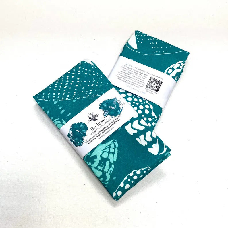 Multipurpose Tea Towel - Turquoise Shells