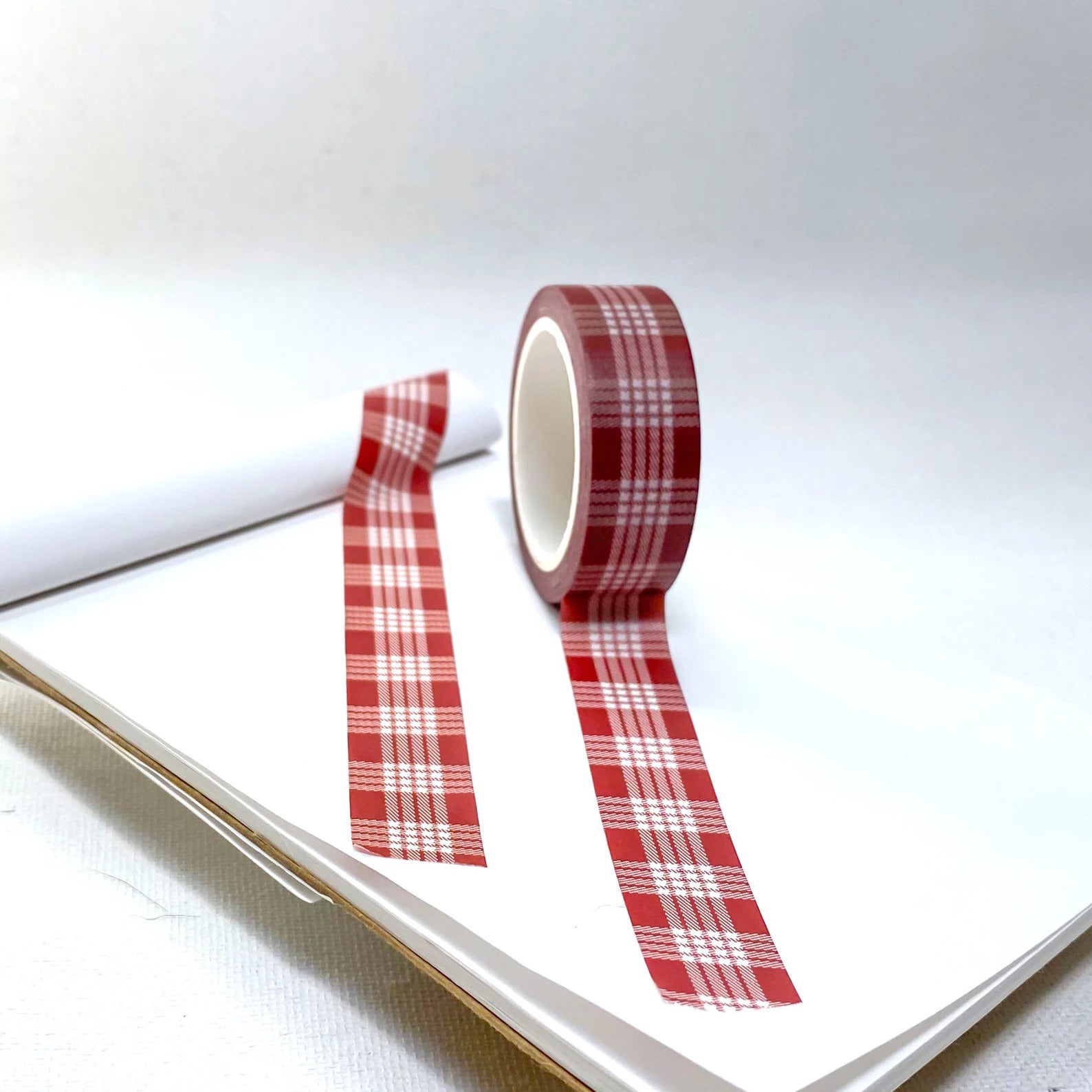 Pop-Up Mākeke - Hinu Rise - Palaka Washi Tape Roll - Dirt Red - Front View