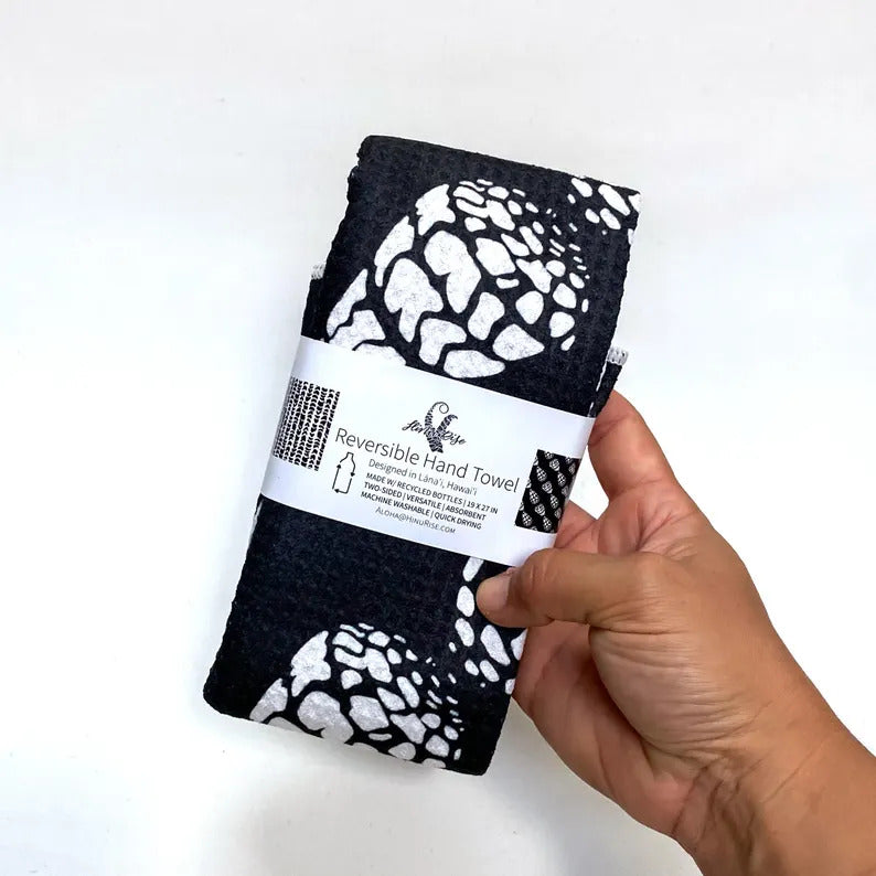 Reversible Hand Towel - Black Hebrew Cone