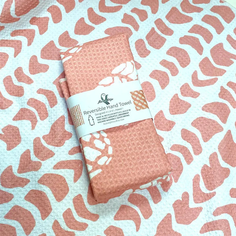Reversible Hand Towel - Coral Hebrew Cone