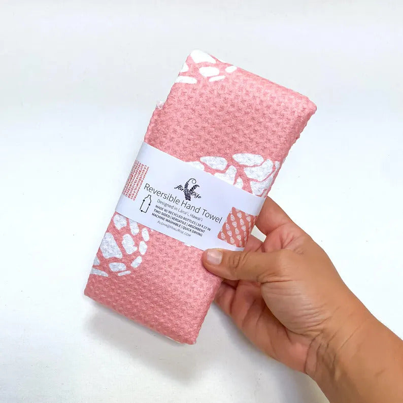 Reversible Hand Towel - Coral Hebrew Cone