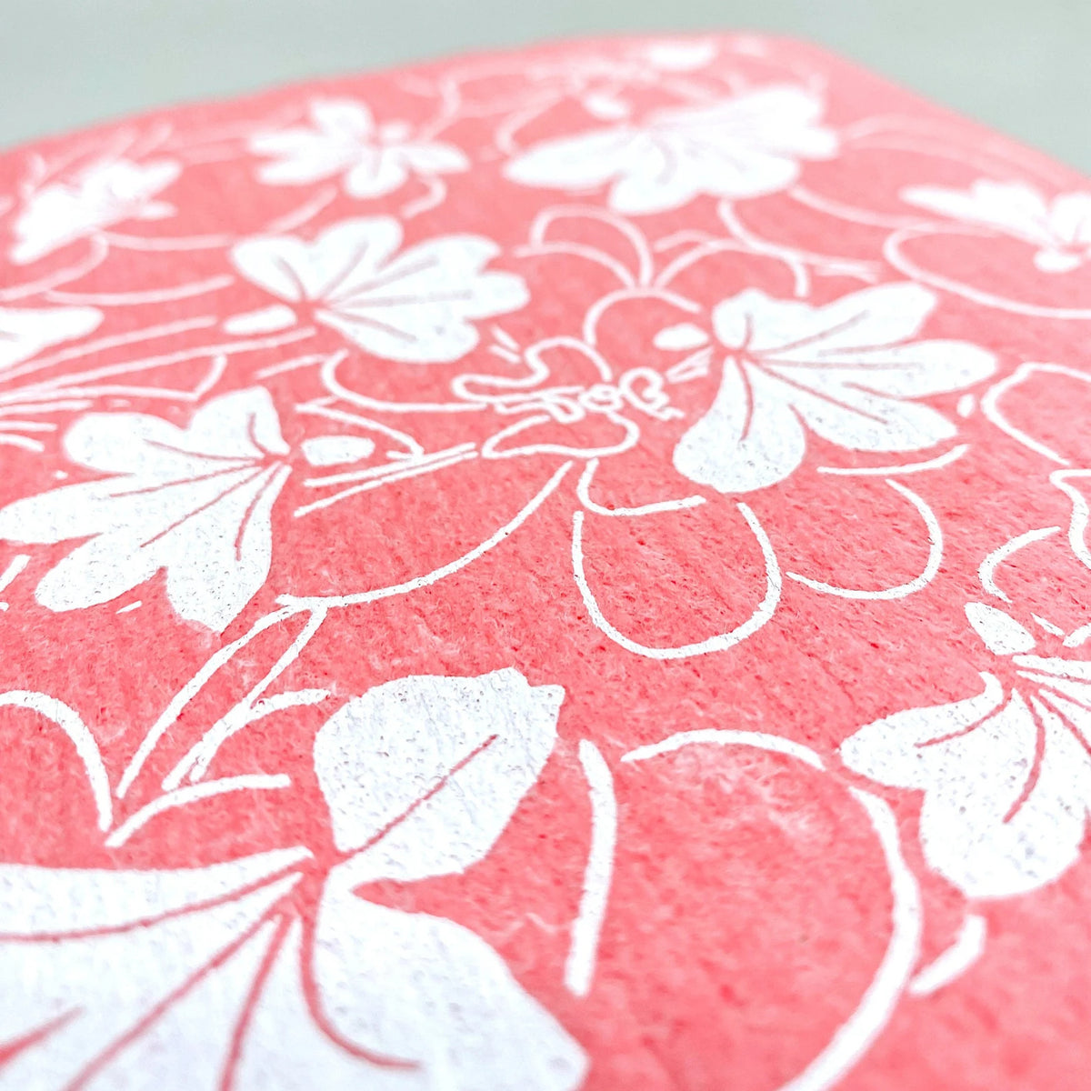 Pop-Up Mākeke - Hinu Rise - Swedish Dishcloth - Naupaka in Pink - Close Up