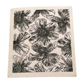 Pop-Up Mākeke - Hinu Rise - Swedish Dishcloth - Pua Kala in Black & White - Front View