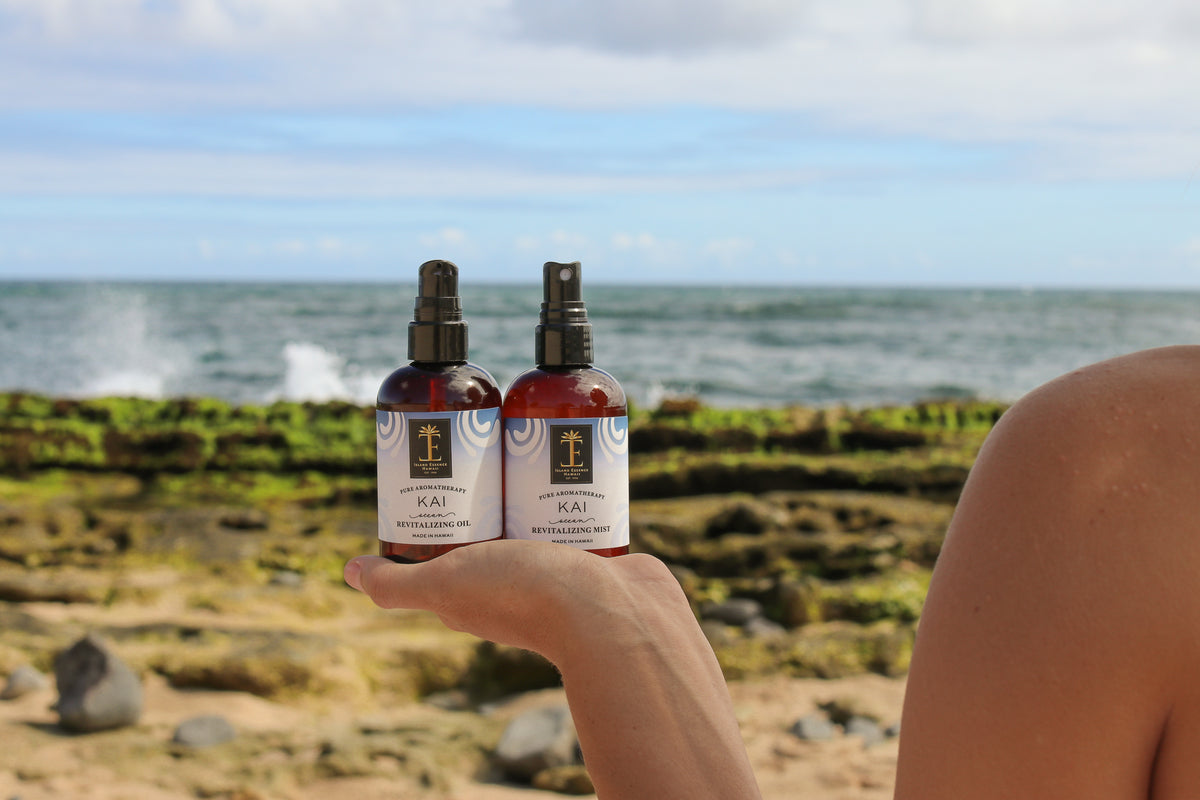Pop-Up Mākeke - Island Essence - Hawaiian Kai (Ocean) Revitalizing Oil & Mist Aromatherapy Set - Front View