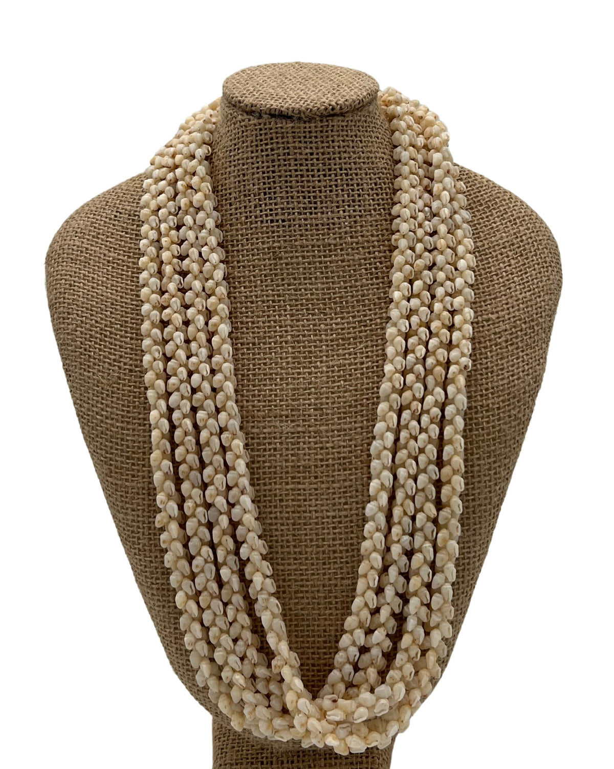Pop-Up Mākeke - JJ Ohana - Ni‘ihau 24in 4 Strand Pikake Shell Lei #1015