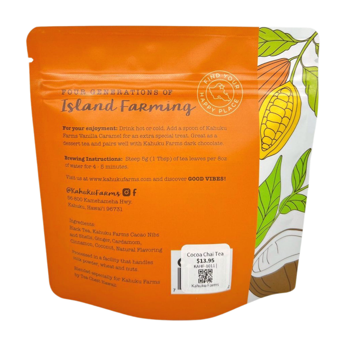 Pop-Up Mākeke - Kahuku Farms - Cocoa Chai Tea - Front View