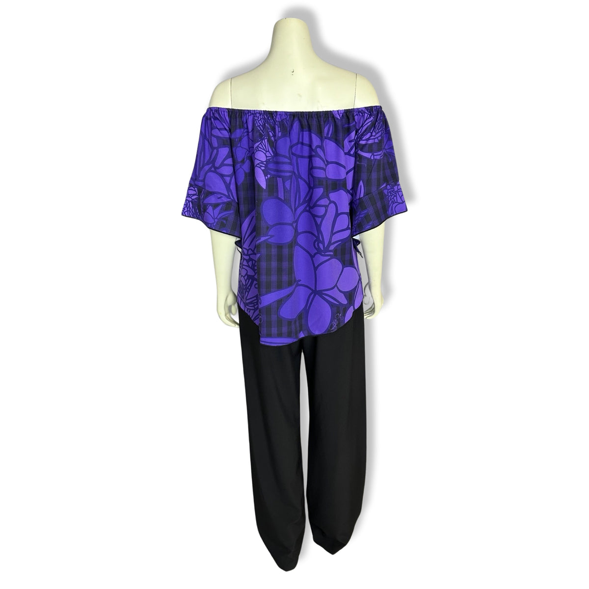 Pop-Up Mākeke - Kini Zamora - Puamelia Off the Shoulder Top - Ube - Front View