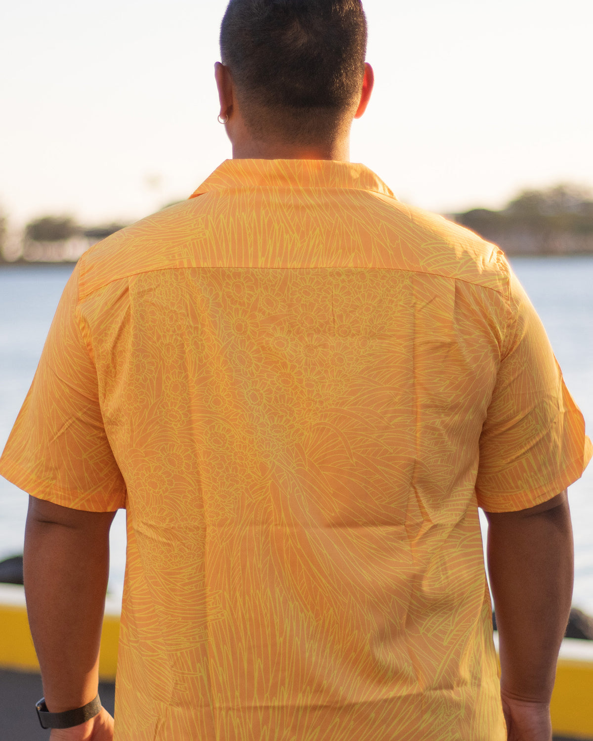 Pop-Up Mākeke - Kini Zamora - Silversword Aloha Shirt - Yellow - Front View