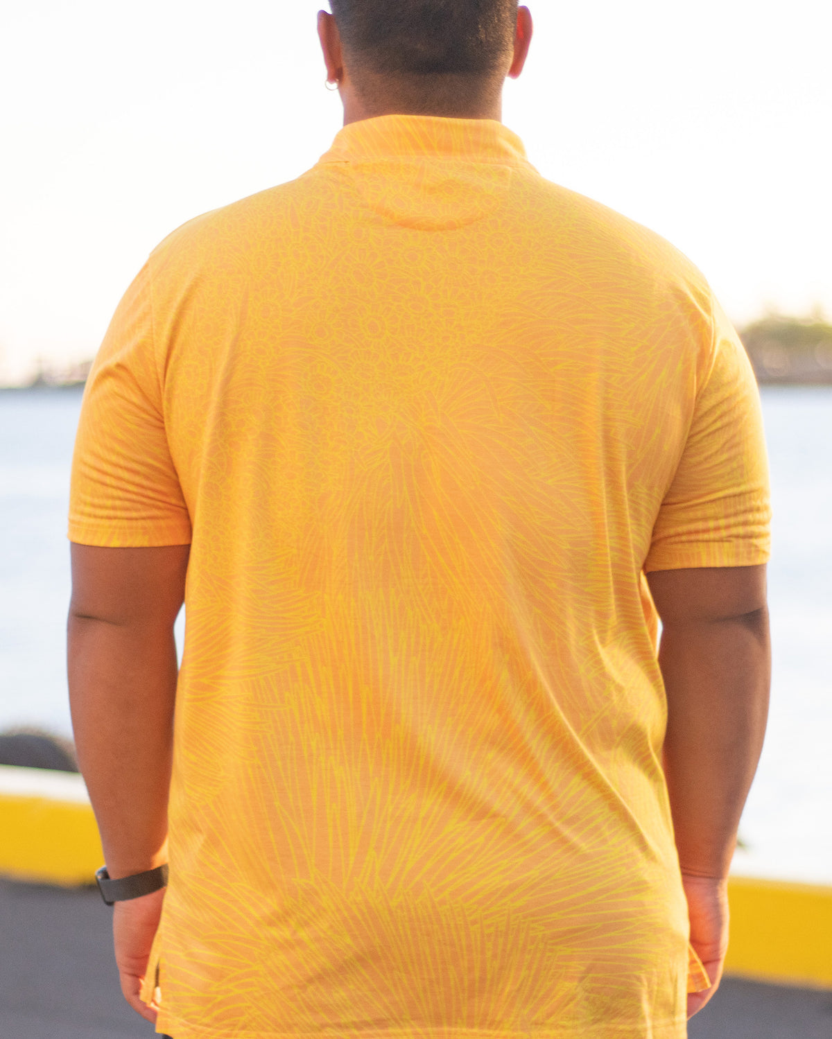 Pop-Up Mākeke - Kini Zamora - Silversword Polo Shirt - Yellow - Front View
