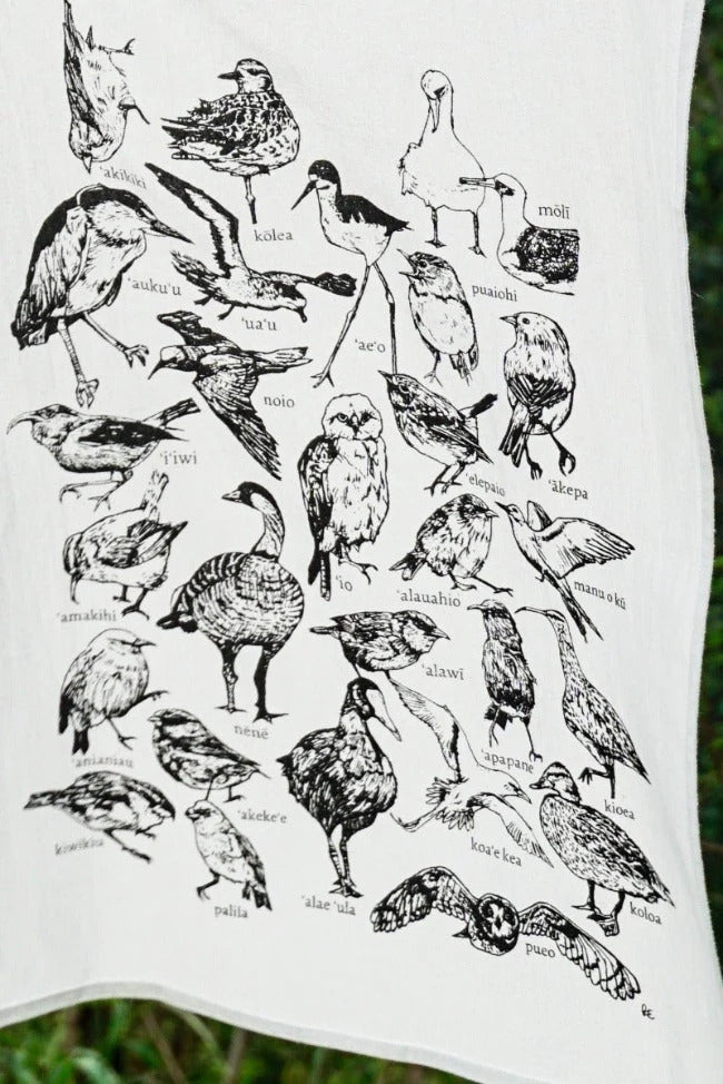 Pop-Up Mākeke - Laulima Hawai'i - Nā Manu O Hawai'i Tea Towel - Close Up