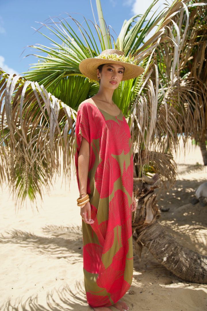 Pop-Up Mākeke - Lotus & Lime - Palama Zen Maxi Dress - Dragonfruit - Front View