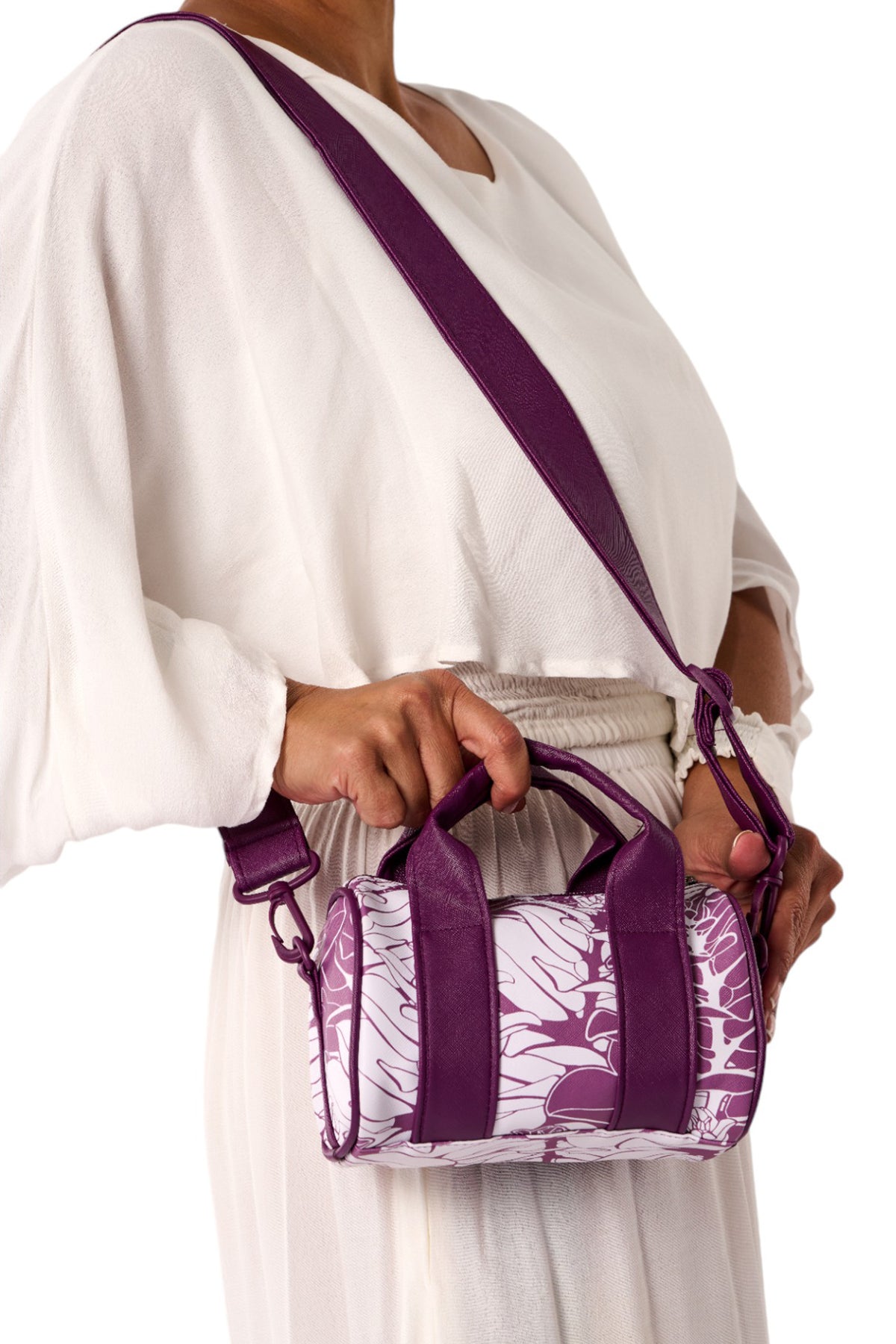 Small Duffel Bag - Liko in Argyle Purple & Brilliant White