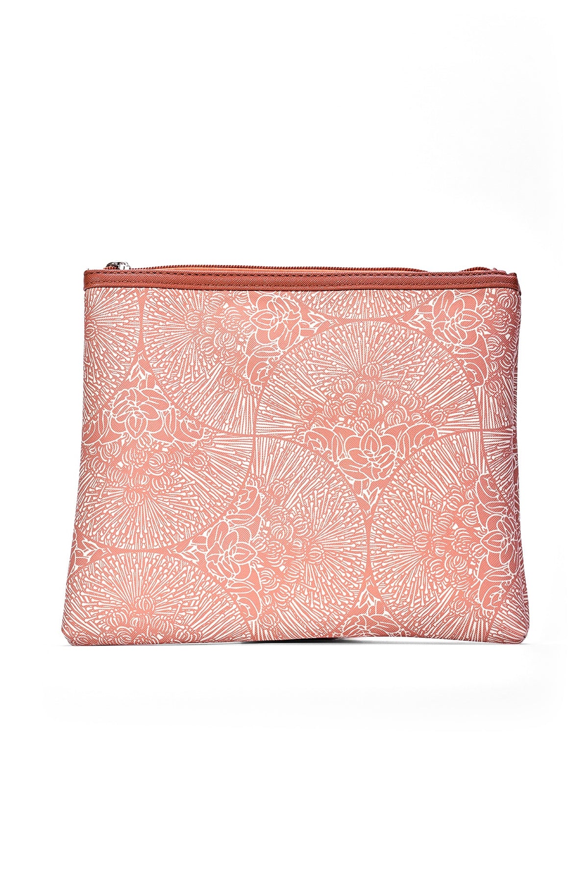 Flat Zip Pouch - Wai Pua Lehua in Coconut Milk & Muted Clay