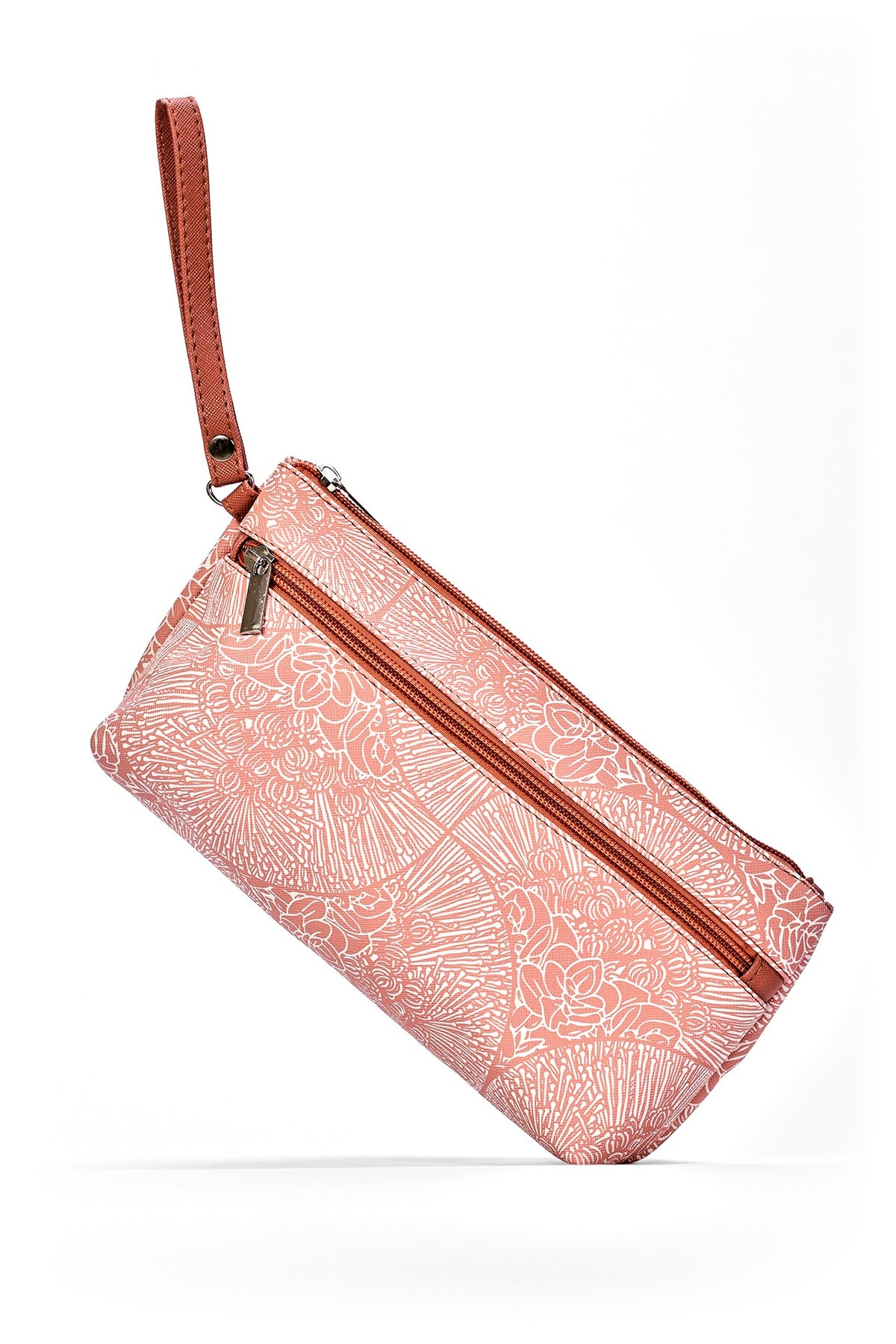 Long Zip Pouch - Wai Pua Lehua in Coconut Milk & Muted Clay