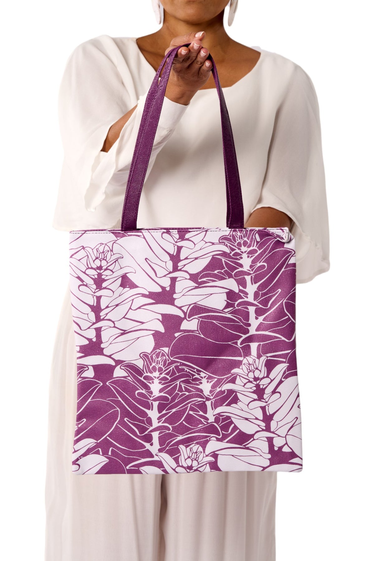 Puke (Book) Tote Bag - Liko in Argyle Purple & Brilliant White