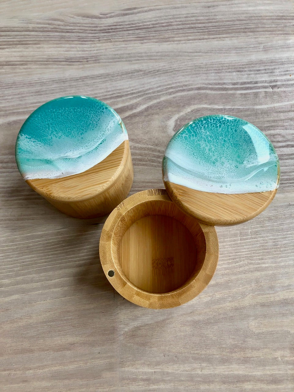 Pop-Up Mākeke - Marr Artworks - Resin Bamboo Wood Salt Cellar