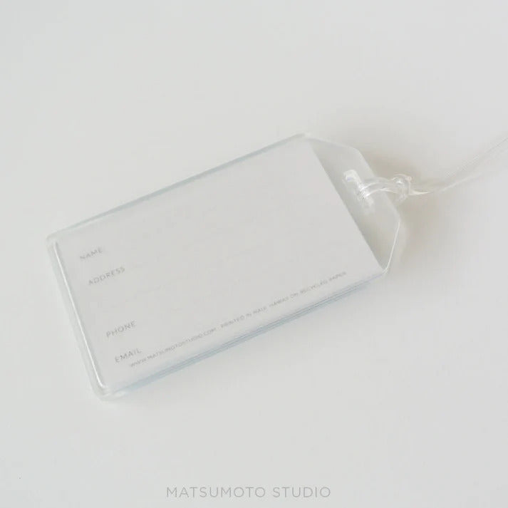 Pop-Up Mākeke - Matsumoto Studio - Blue Monstera Plastic Luggage Tag - Back View