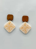 Quilt Earrings - Light Orange