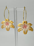 Resin Lily Earrings - Gold & Pink