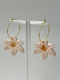 Resin Lily Earrings - Light Pink Dot