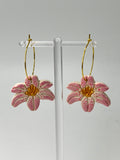 Resin Lily Earrings - Pink Dot