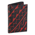 Pop-Up Mākeke - Na Koa -  Polynesian Tattoo Trifold Leather Wallet - Black & Red - Front View