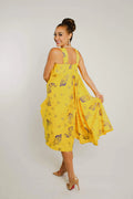 Crownflower Butterflies Sundress Swirl in Purple on Yellow