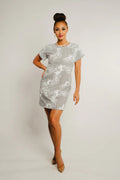 Gardenia Makanani Shift Dress in White on Black Seersucker
