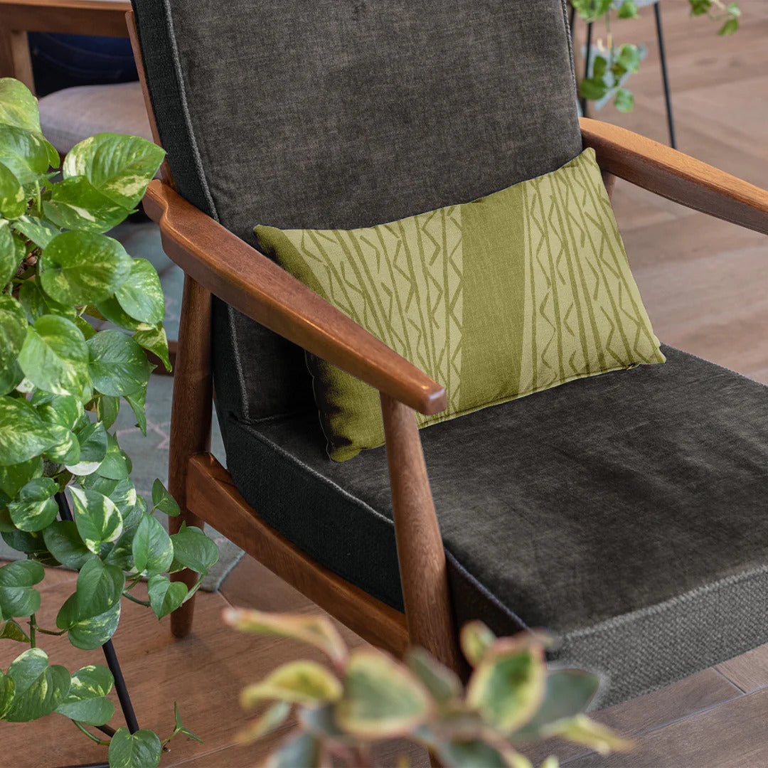 Pop-Up Mākeke - Noho Home - Niho Kila Lumbar Pillowcase - Beige & Olive