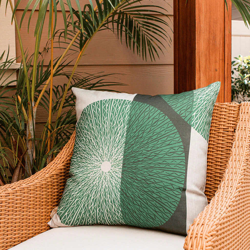 Pop-Up Mākeke - Noho Home - Niho Medallion Square Pillowcase - Forest & Stone