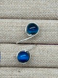 Adjustable Custom Wirework Gemstone Ring - Tigers Eye - Blue