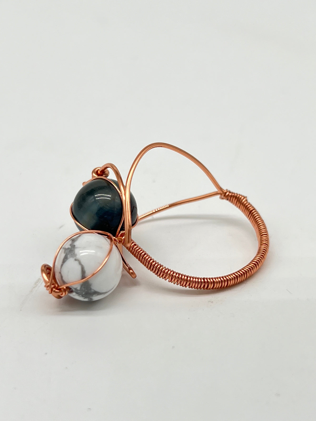 Gemstone Wirework Rings - Howlite & Honey/Navy Tigers Eye