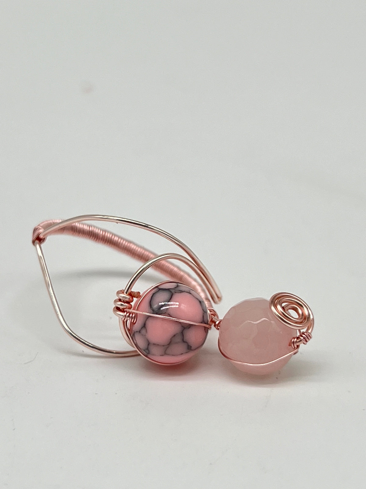 Gemstone Wirework Rings - Pink Magnesite & Rose Quartz