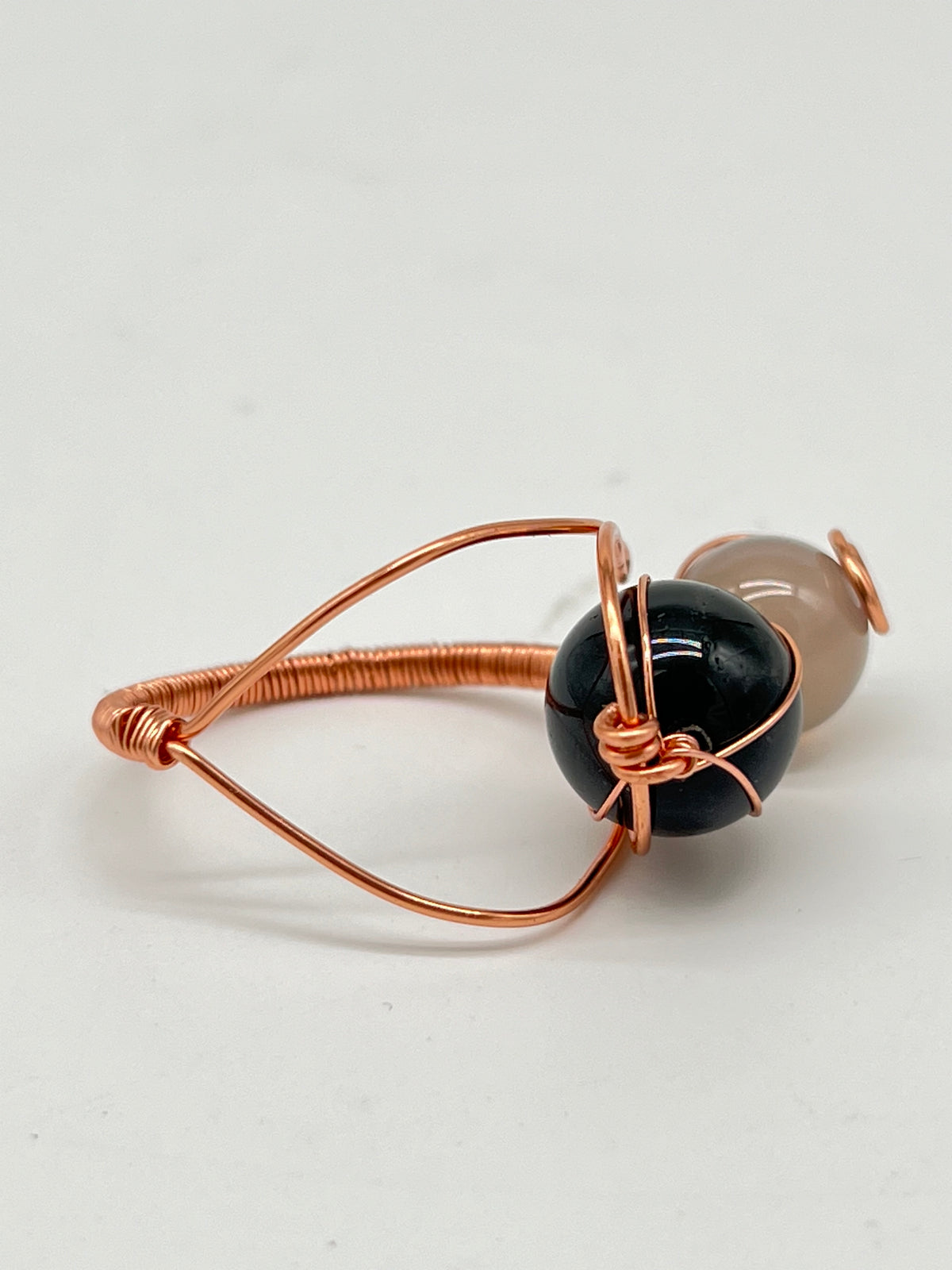 Gemstone Wirework Rings - Rainbow Obsidian & Smoky Grey Agate
