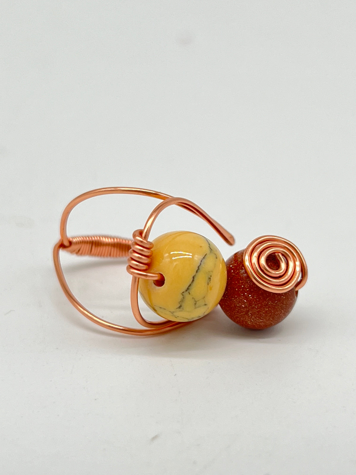 Gemstone Wirework Rings - Sun Stone & Honey Magnesite