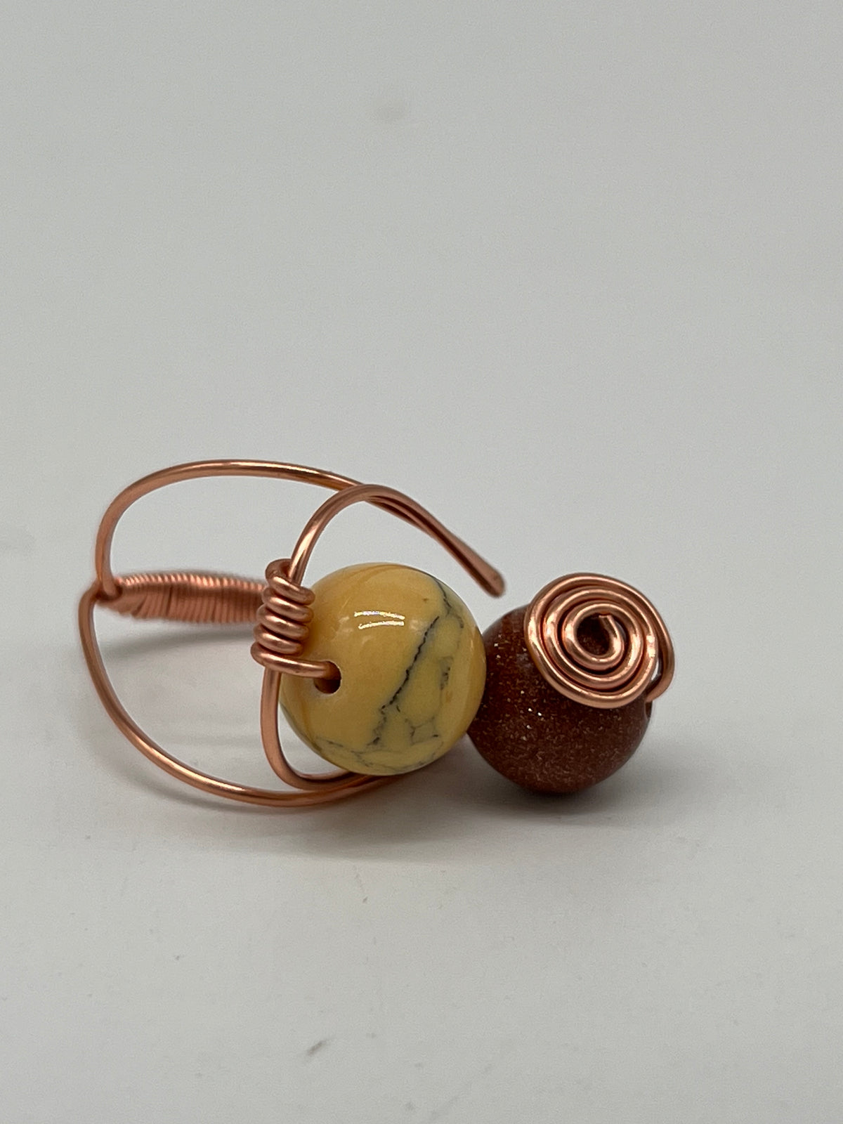 Gemstone Wirework Rings - Sun Stone & Honey Magnesite