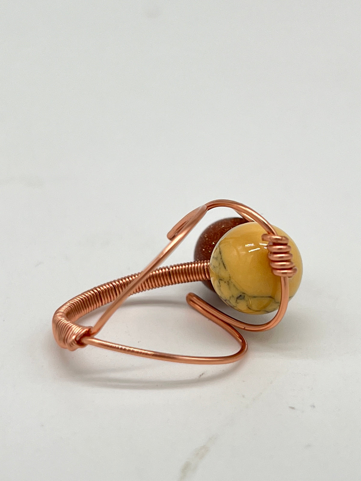 Gemstone Wirework Rings - Sun Stone & Honey Magnesite