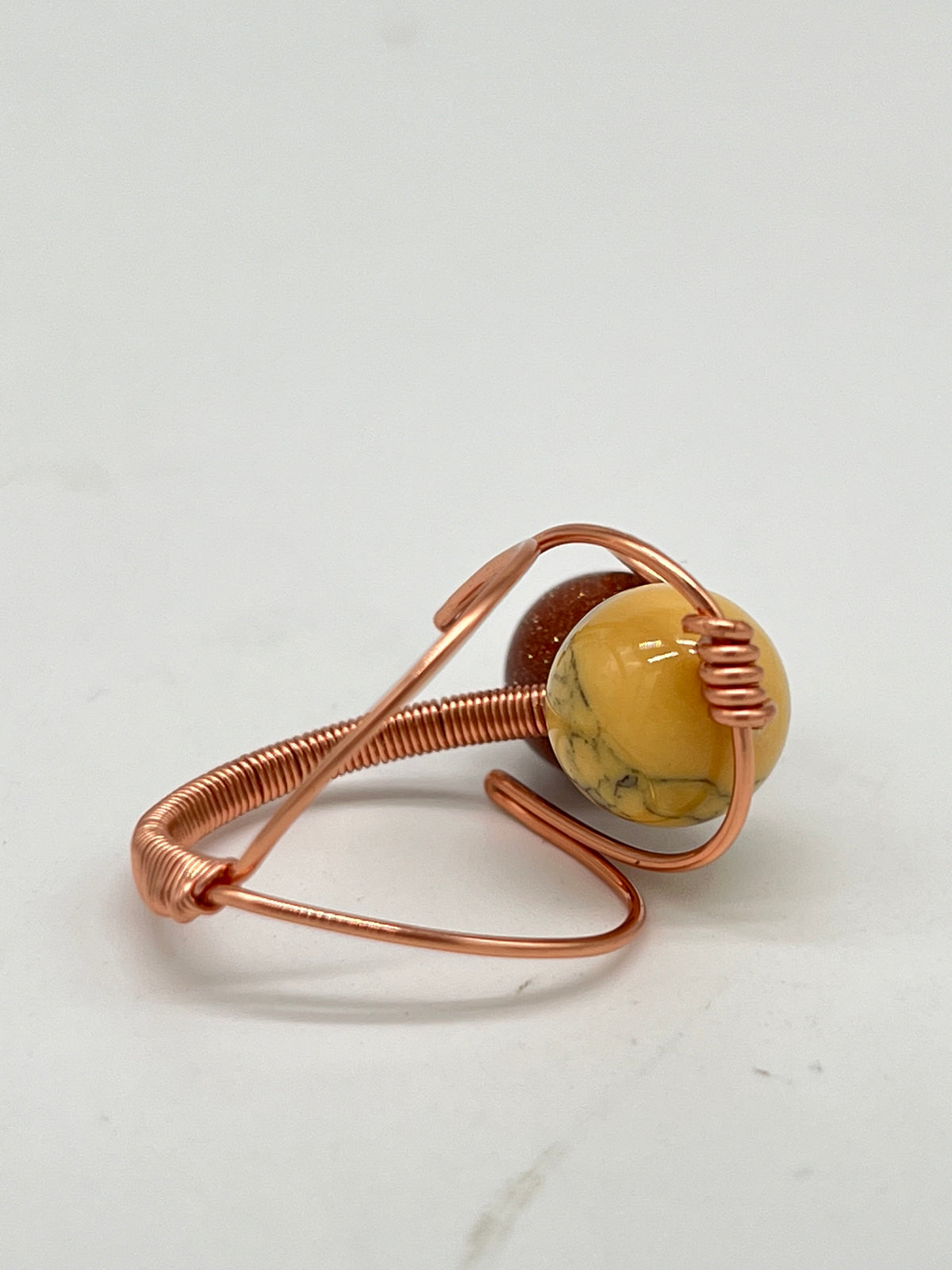 Gemstone Wirework Rings - Sun Stone & Honey Magnesite